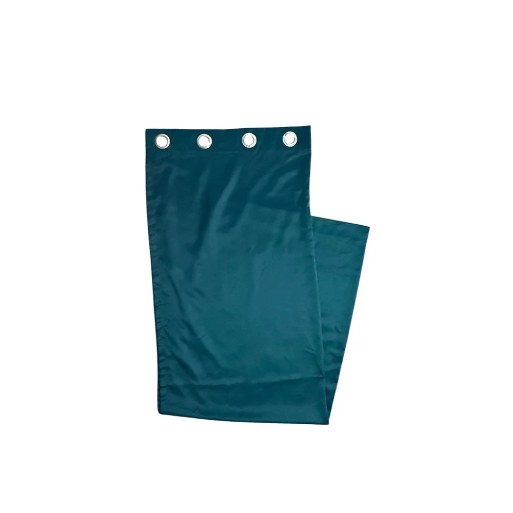 Pair of Dark Green Satin Curtains Grommets Emerald Faux Silk 2 Panels Drapes 84